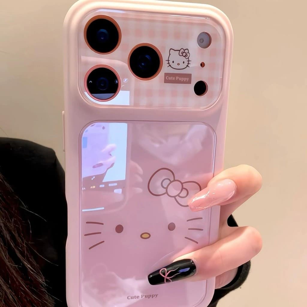Capa De Telefone Hello Kitty Com Textura premium Acrílica , Adequada Para iPhone 17 16 15 14 13 12 11 ProMax