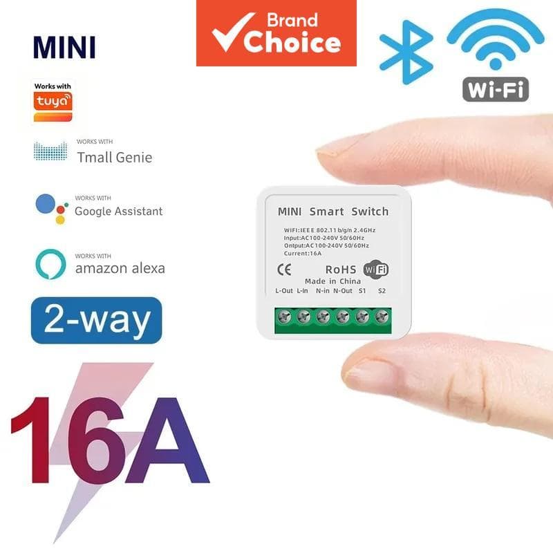 Interruptor WiFi Mini AXUS 16A Controle de 2 Vias DIY Disjuntor Temporizador Relé Casa Inteligente Compatível com Tuya