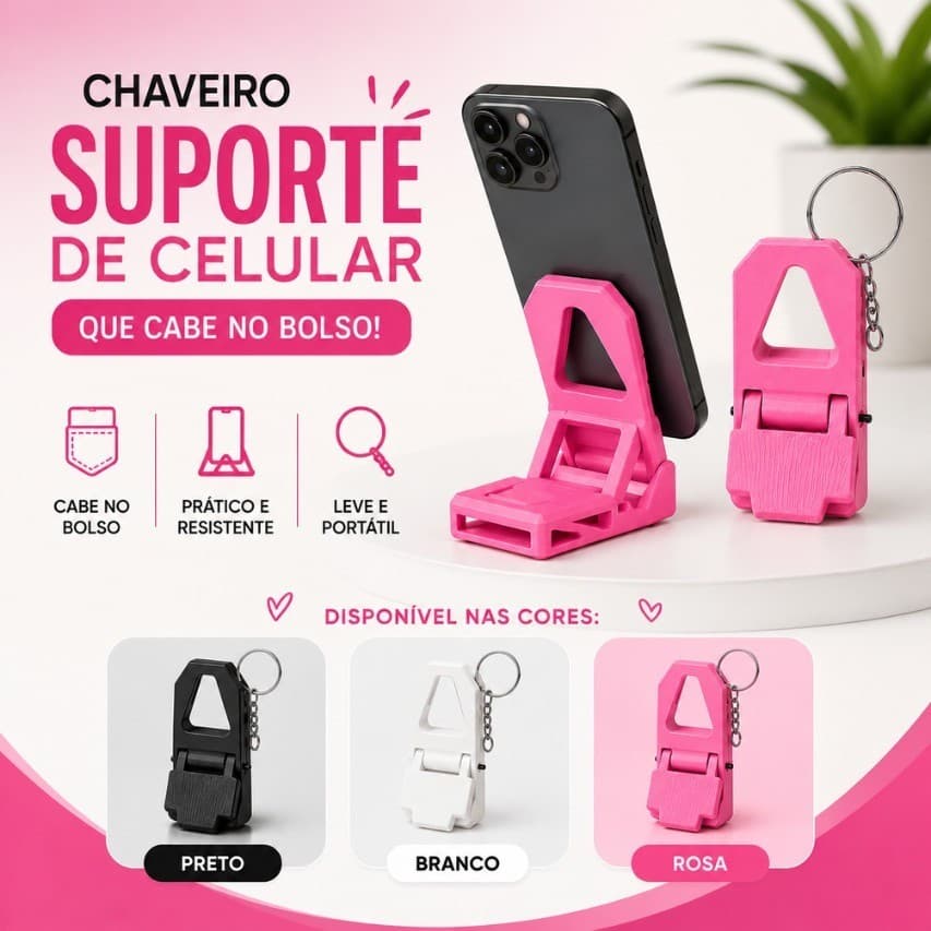 Chaveiro Suporte Para Celular Portátil-Prático Cabe No Bolso Chaveiro Mochila