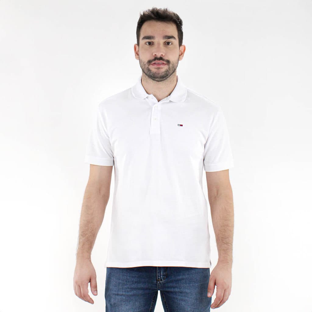 Camiseta Polo Tommy Fine Piquê Branco - Masculino