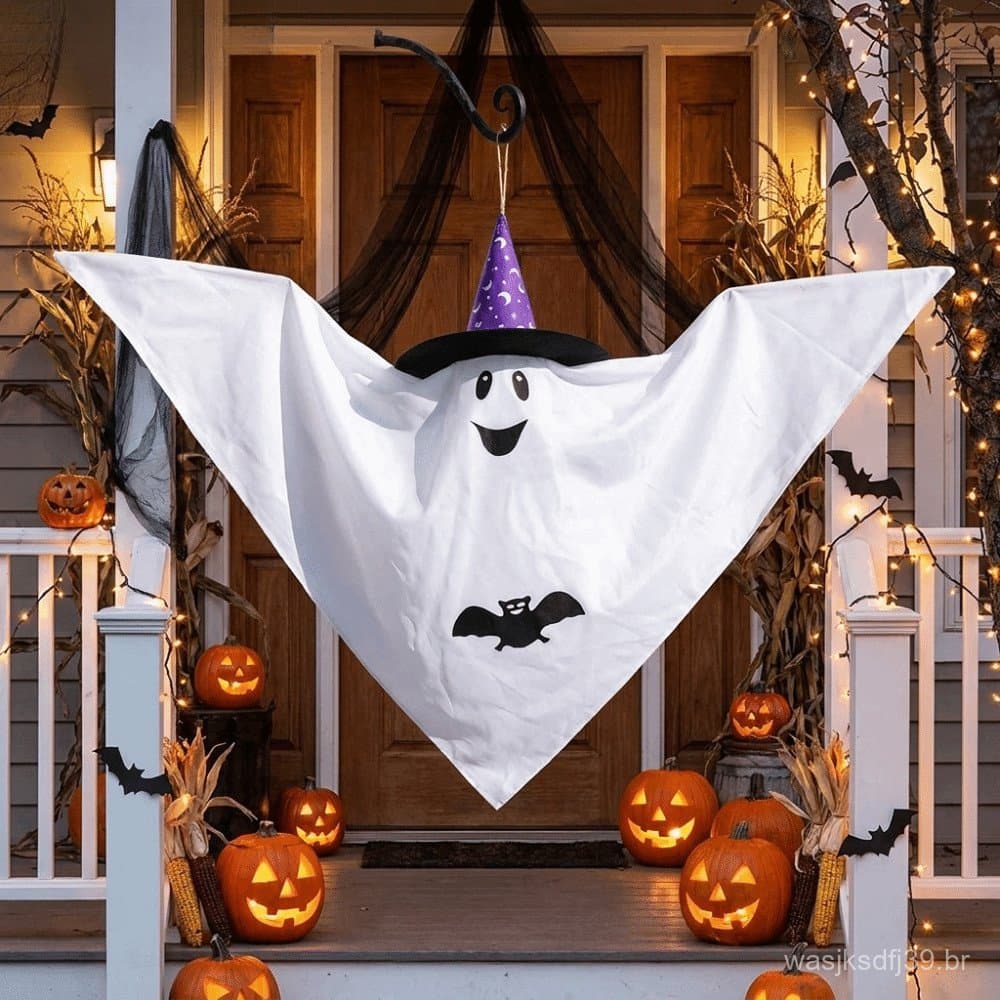 Pingente Fantasma De Chapéu De Bruxa YINFANTEWN , Luzes De Corda LED Quentes , Ornamento De Suspensão Iluminado Por Hall