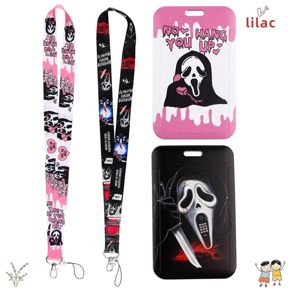 Porta-Cartão de Identificação LILAC2, Porta-Crachá Unissex Multiuso com Estampa de Caveira de Halloween, Durável 1284 38