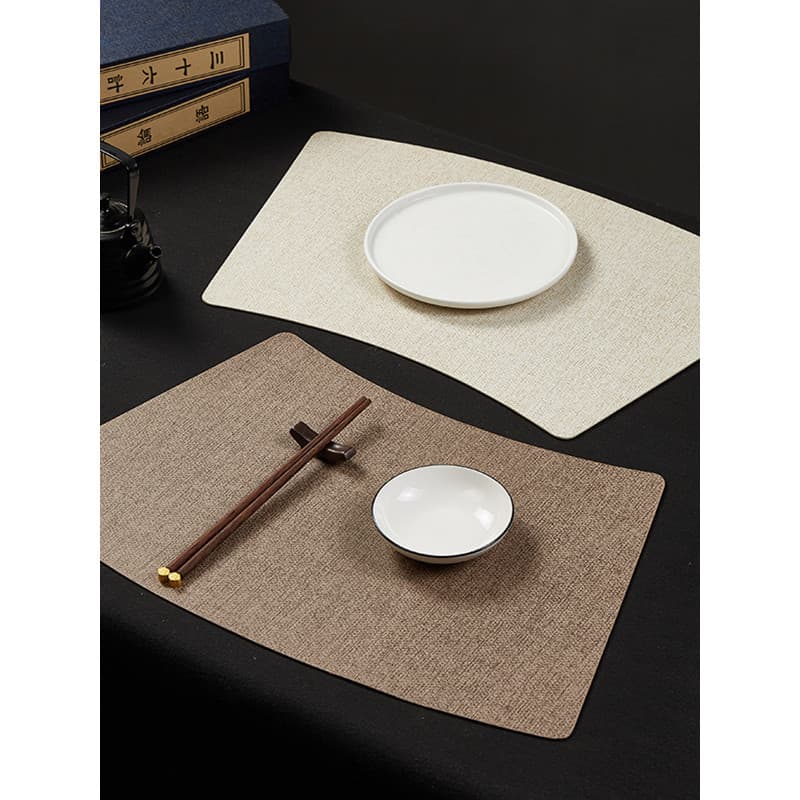 Tapete de couro em forma de leque, à prova d'água, à prova de óleo, mesa redonda, isolamento térmico, tapete de mesa, An