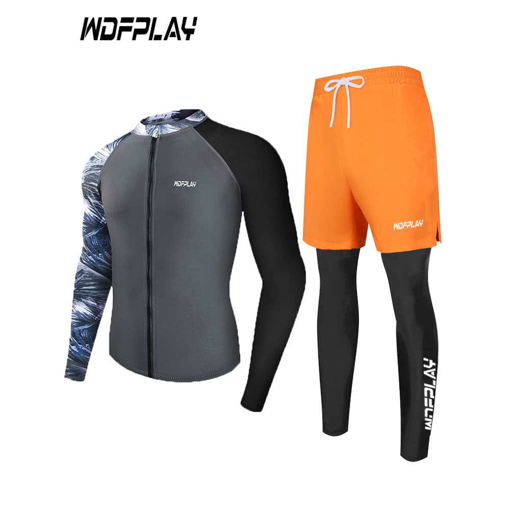 WDFPLAY Fato de mergulho masculino dividido, protetor solar de manga comprida, secagem rápida, mergulho profissional, su