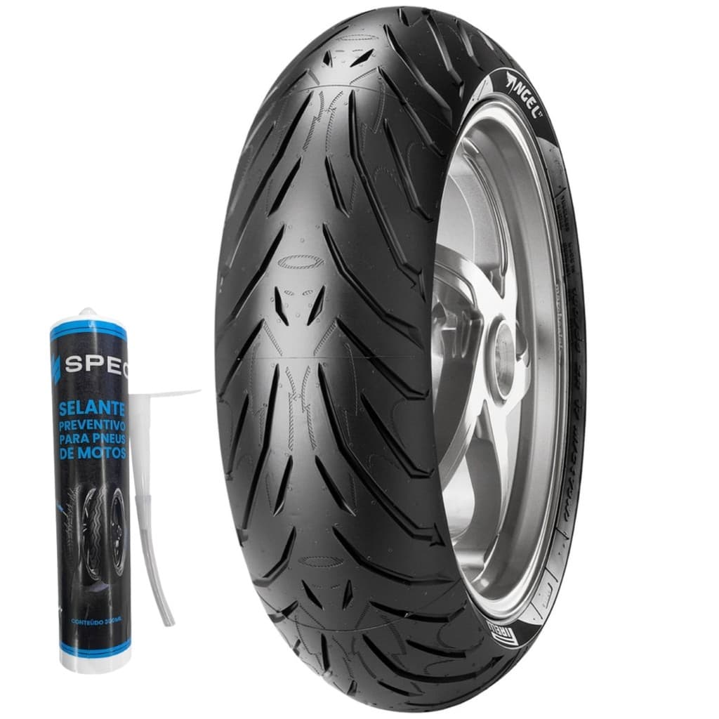 PNEU TRASEIRO 180/55ZR17 ANGEL ST SEM CAMARA 73WCB 650R CBR 650R Z900 Ninja 650 Z650 MT-07 + SELANTE SPEC 300ML