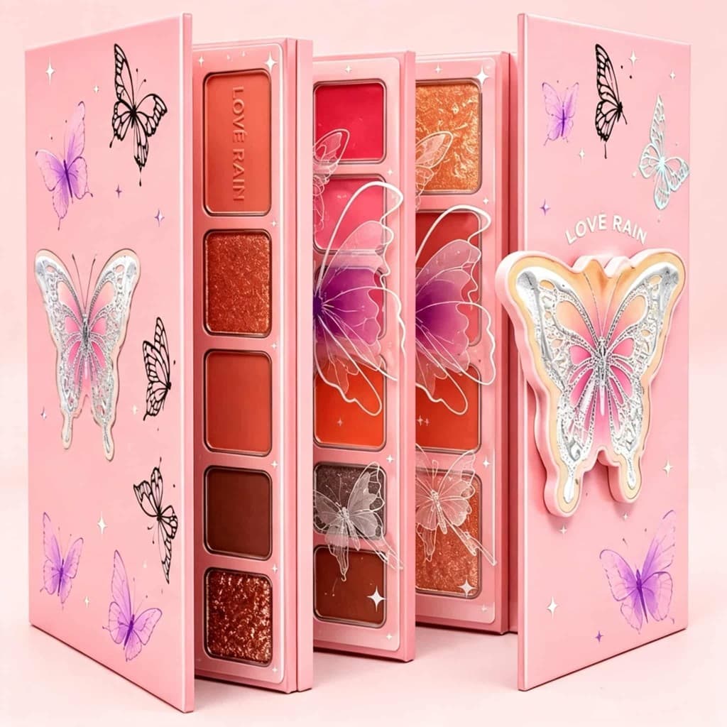 Paleta Maquiagem LOVE RAIN 94 Cores Borboleta Alta Pigmentação Sombras Blush Batom
