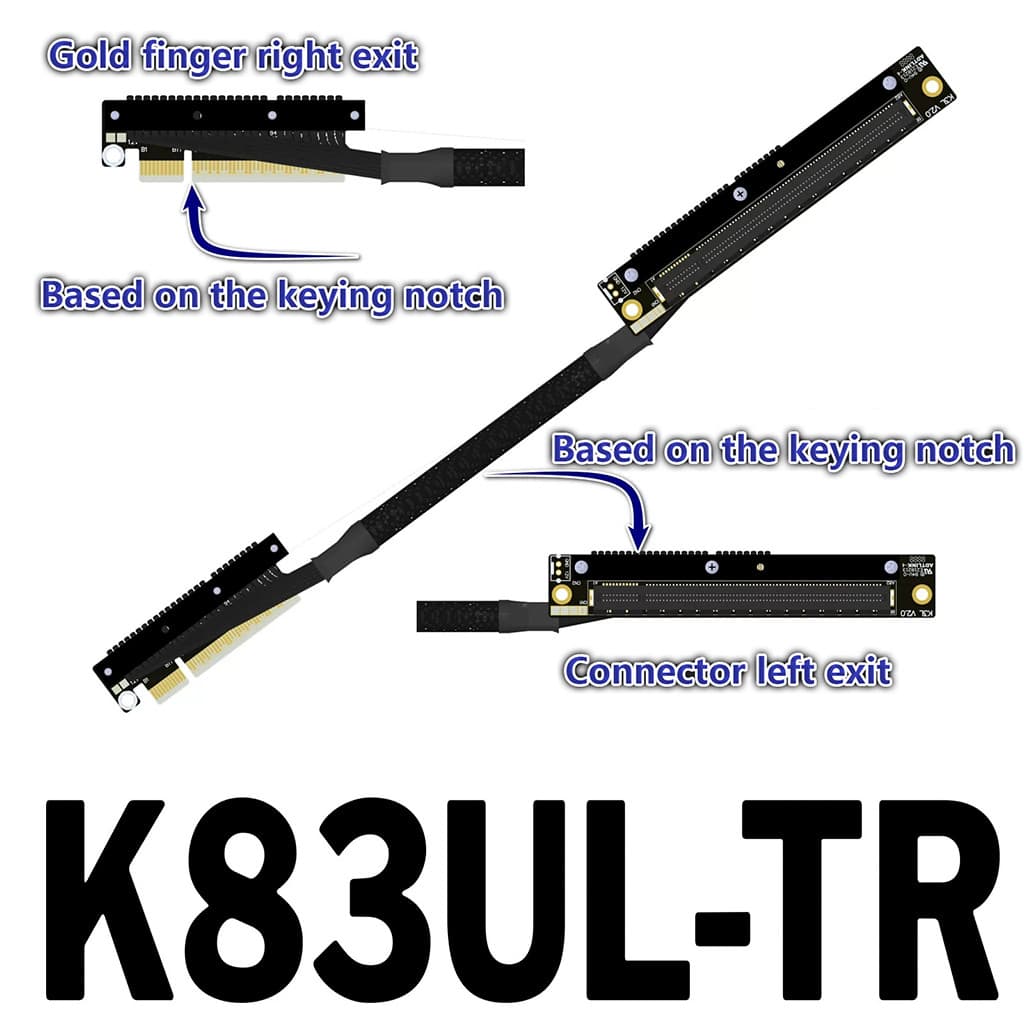 ADT-Link PCI-E 5.0 X8 Para X16 Cabo De Extensão GPU Reverso Duplo Gen5 256Gbps Largura De Banda RX9090 Placa Gráfica RTX