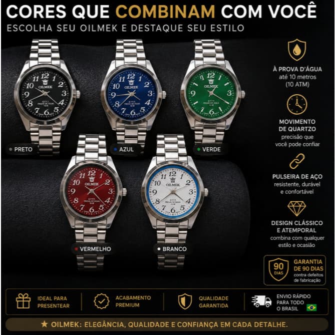 Relógio GRANDE Orient Unissex com Resistência à Água Elegante Casual e Moderno