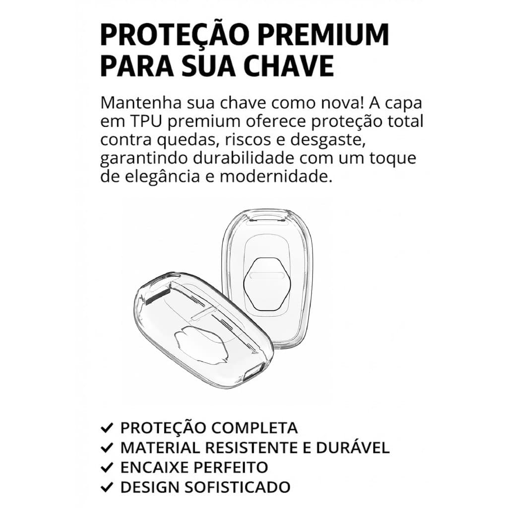 Capinha De Silicone Transparente Antishock Para Chave Carro Renault Kwid, Clio, Sandero, Logan, Duster, Oroch, Stepway