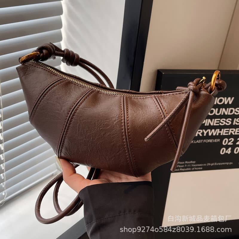 Retro nicho Design Croissant saco novo estilo ins estilo Commuter ombro saco do telefone móvel saco do mensageiro saco d