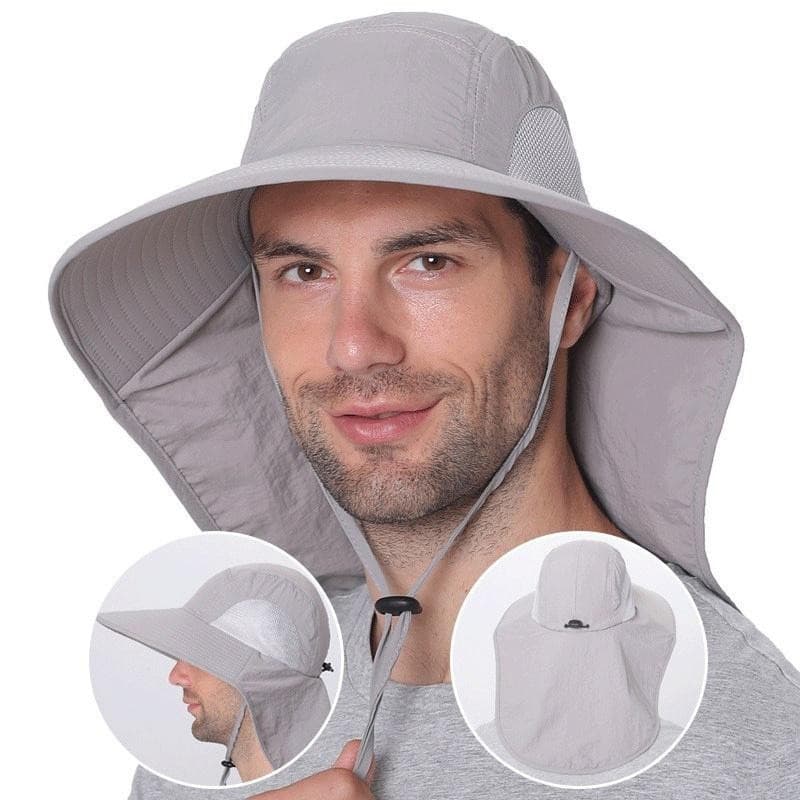 Chapéu de Sol Masculino de Aba Larga - Estilo Decorativo - Feito de nylon, respirável, ajustável, impermeável, com trama