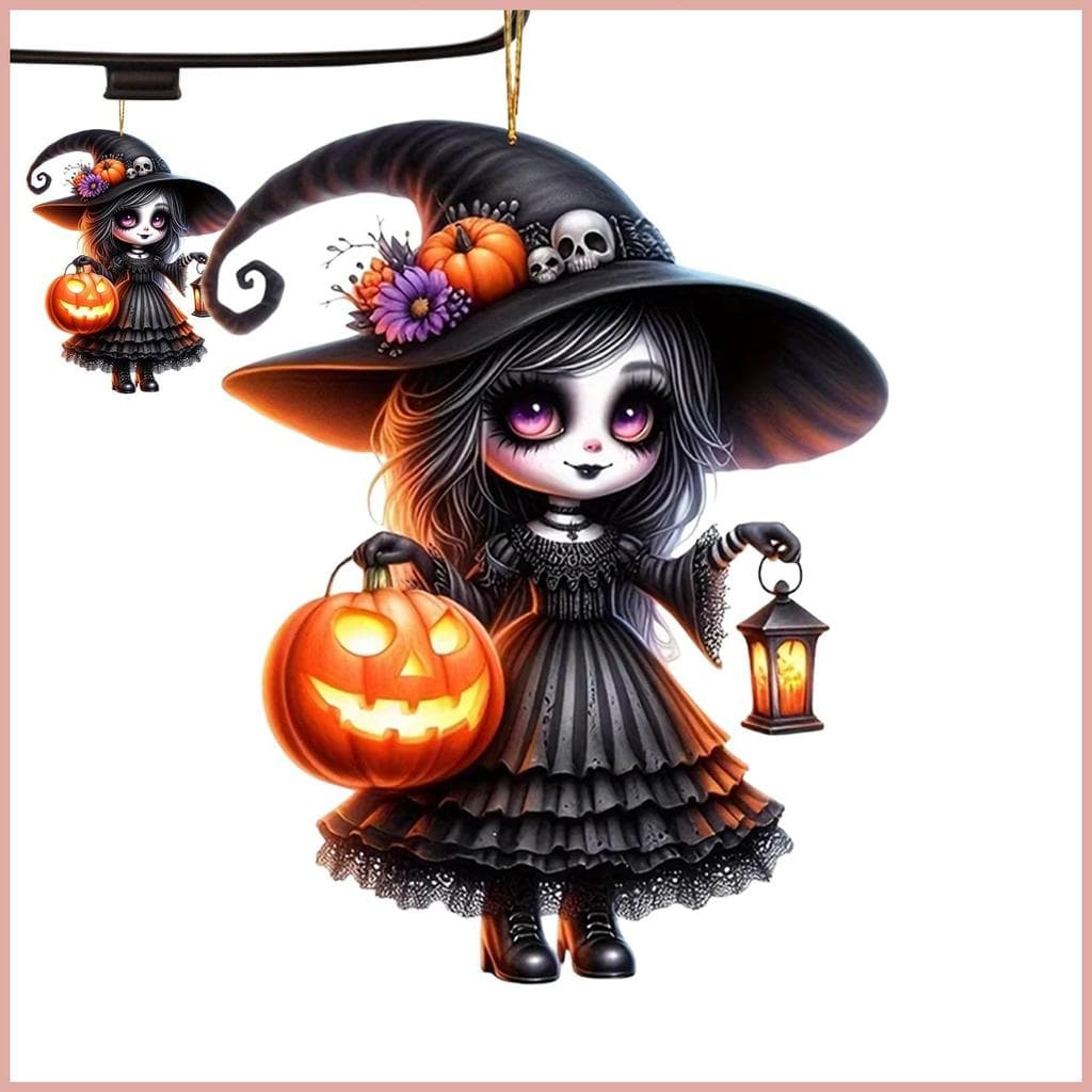 Halloween Espelho Retrovisor Acessórios 2D Acrílico Bruxa Ornamento Veículo Interior Pingente Para Krenabr