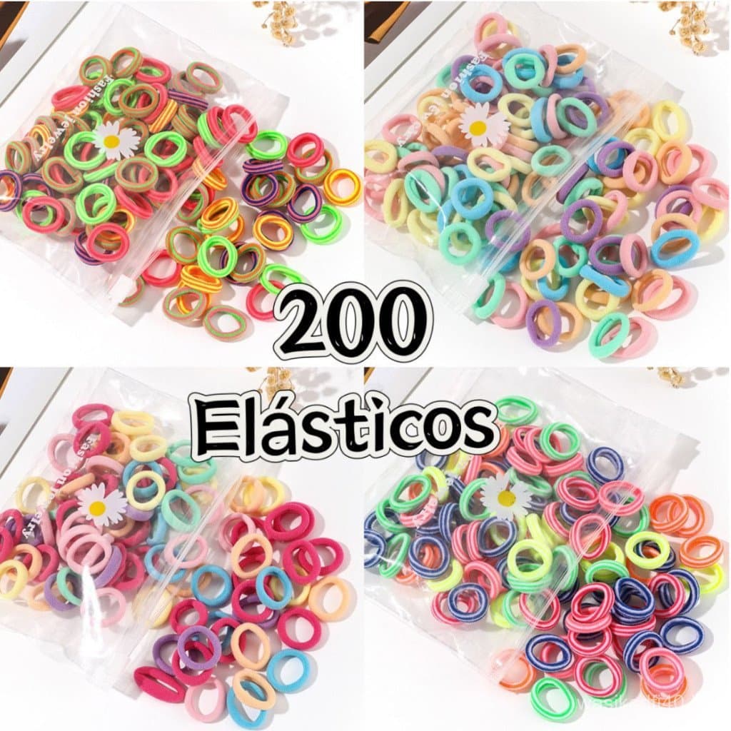 Conjunto de 200 peças de mini faixas de cabelo, meias de seda e acessórios para cabelo de bebê.