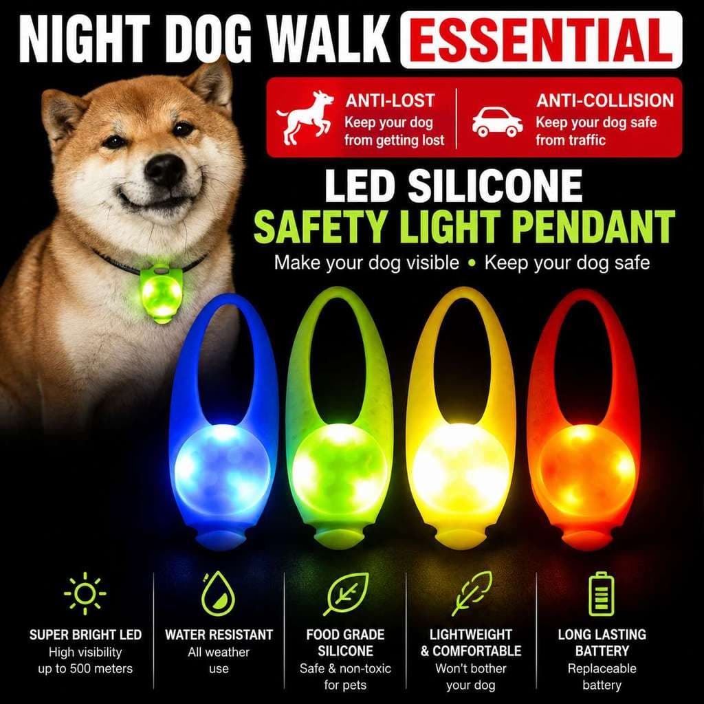 LED Coleira De Cachorro Luz De Segurança Para Animais De Estimação Silicone Noite Andando Piscando Pingente À Prova Dwat