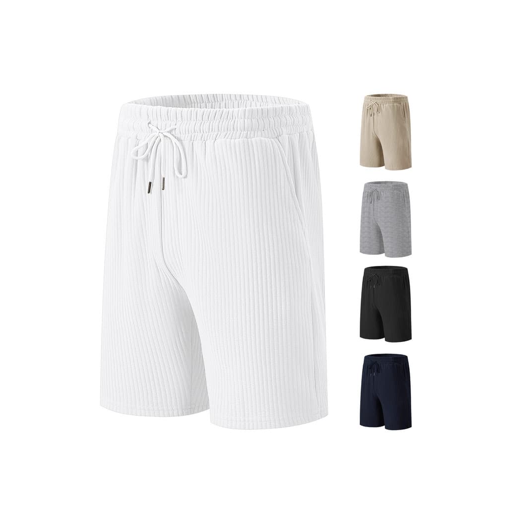 Shorts masculinos de veludo elástico com cadarço, shorts de cinco pontos Plus Size para praia, shorts casuais