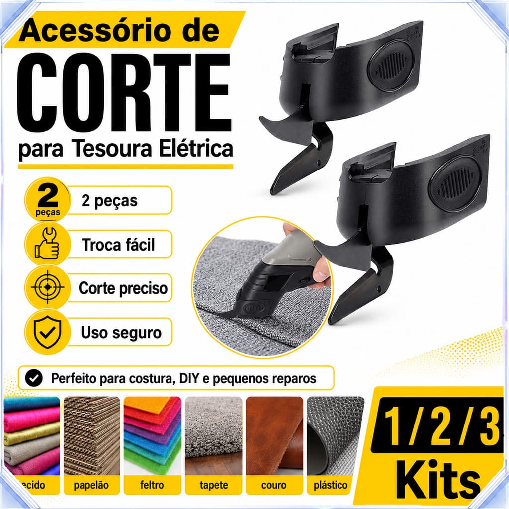 Cabeça de Lâmina Tesoura Elétrica Carbono+PP, opção 2/4/6 Unidades Reposição