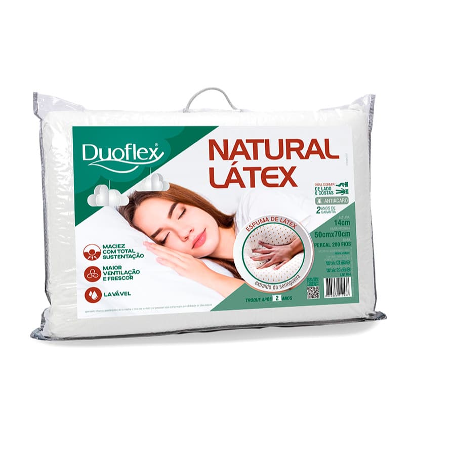 Travesseiro Duoflex Natural Látex 50x70x14 Ortopédico Antiácaro