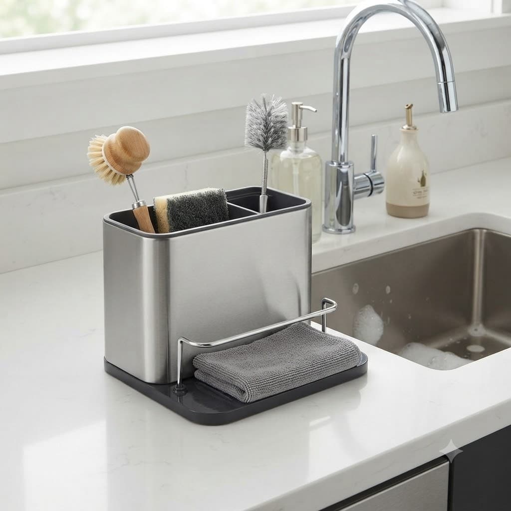 Organizador Pia Cozinha Inox Resistente Compacto Moderno Facil Limpeza