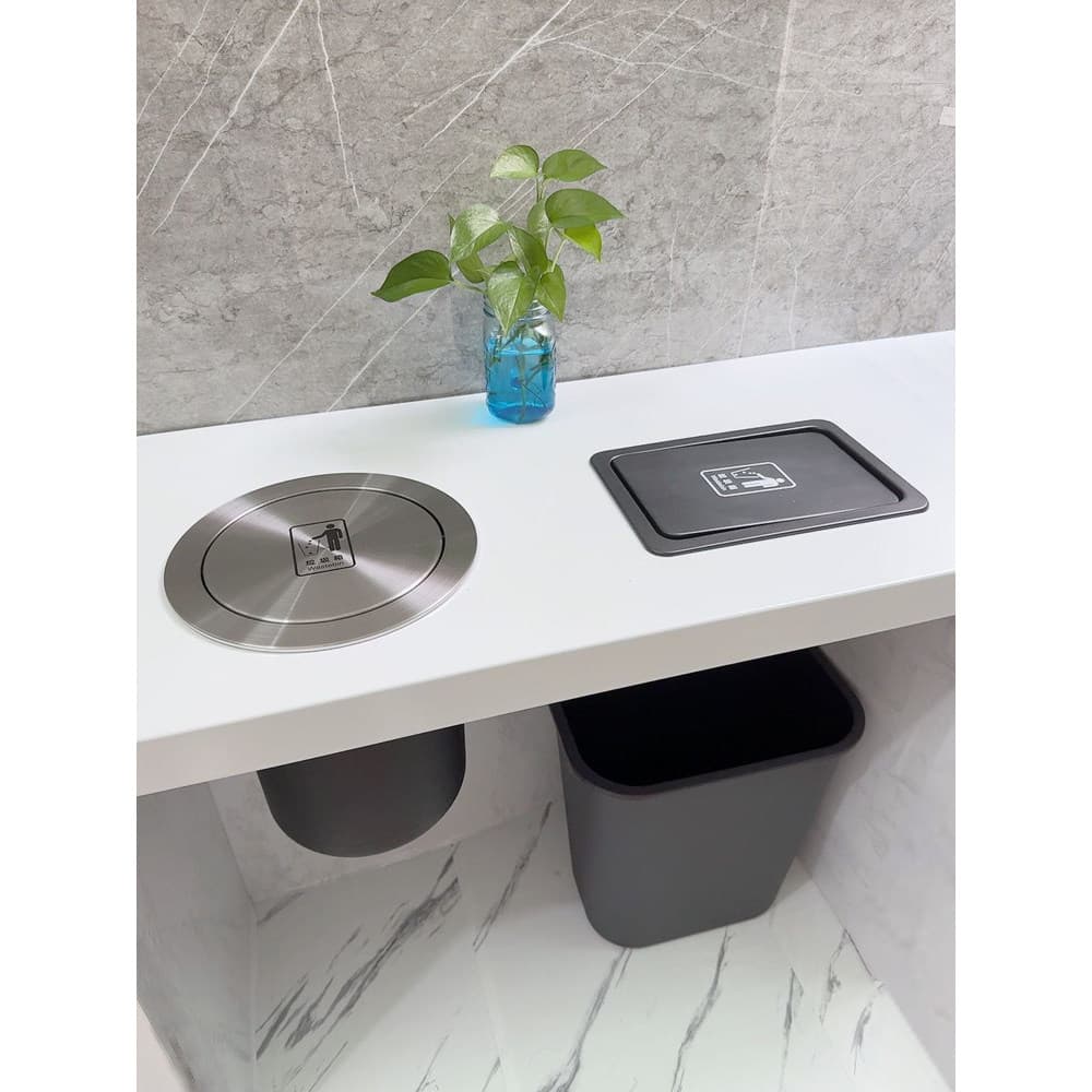 Lixeira de plástico média 24L para cozinha, sem tampa, lata de lixo sob a bancada, lixeira de limpeza, 35L