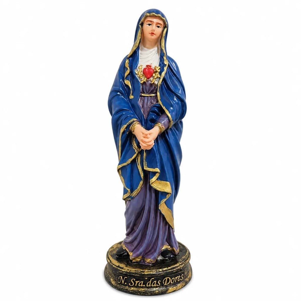 Imagem de Nossa Senhora das Dores de Resina Estatueta Estátua Decoração Católica Arte Sacra - 15 cm