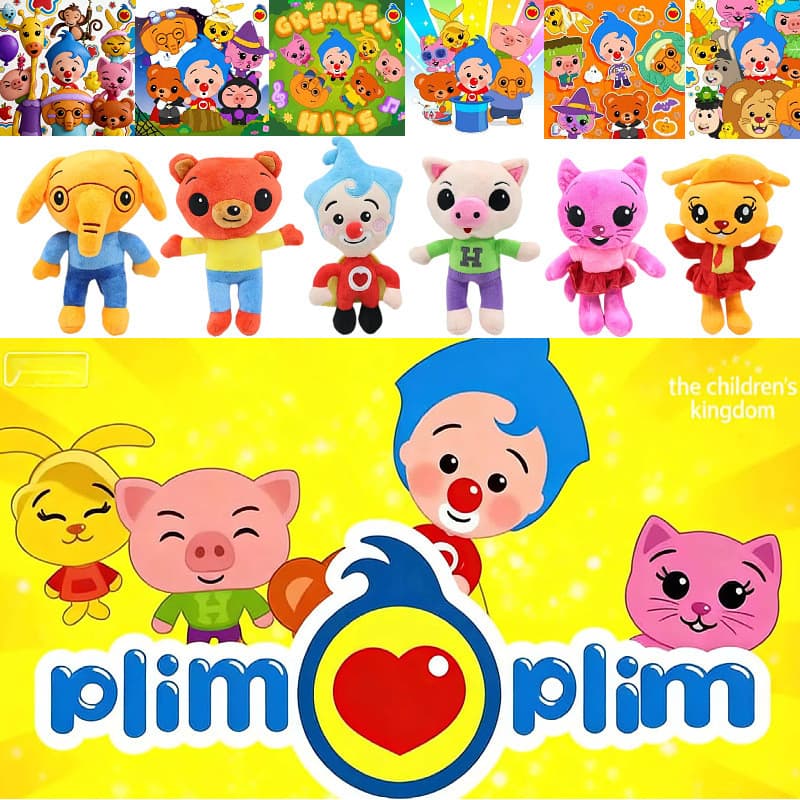 Brinquedo de pelúcia Plim Plim, boneco educativo infantil, figura de palhaço mágico.