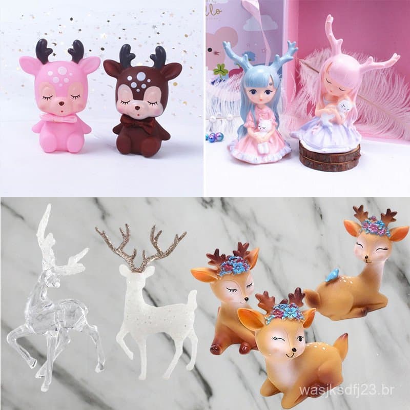 Modelo de cervo, casa de bonecas em miniatura, brinquedo infantil, cristal, decoração de bolo, presente