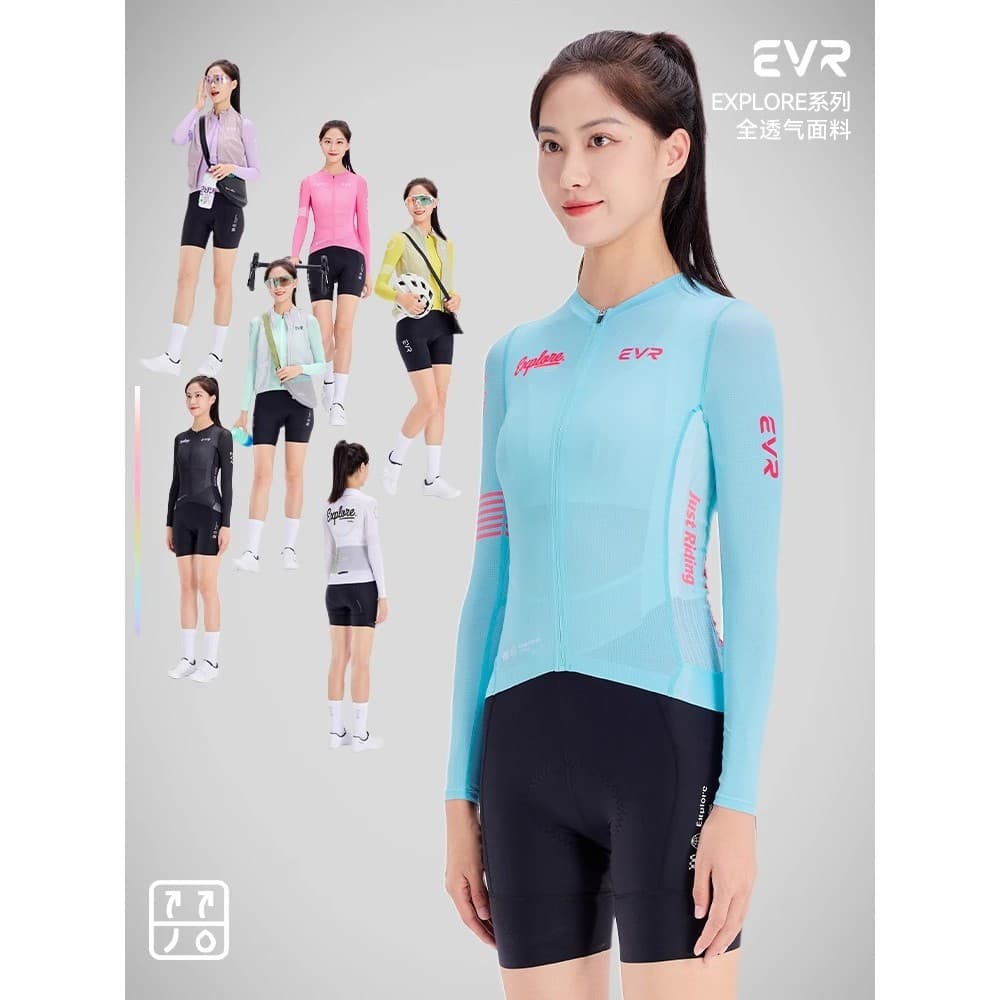 EVR-explore Series Camisa de ciclismo de verão feminina estampada de manga comprida Top bicicleta de estrada novo estilo