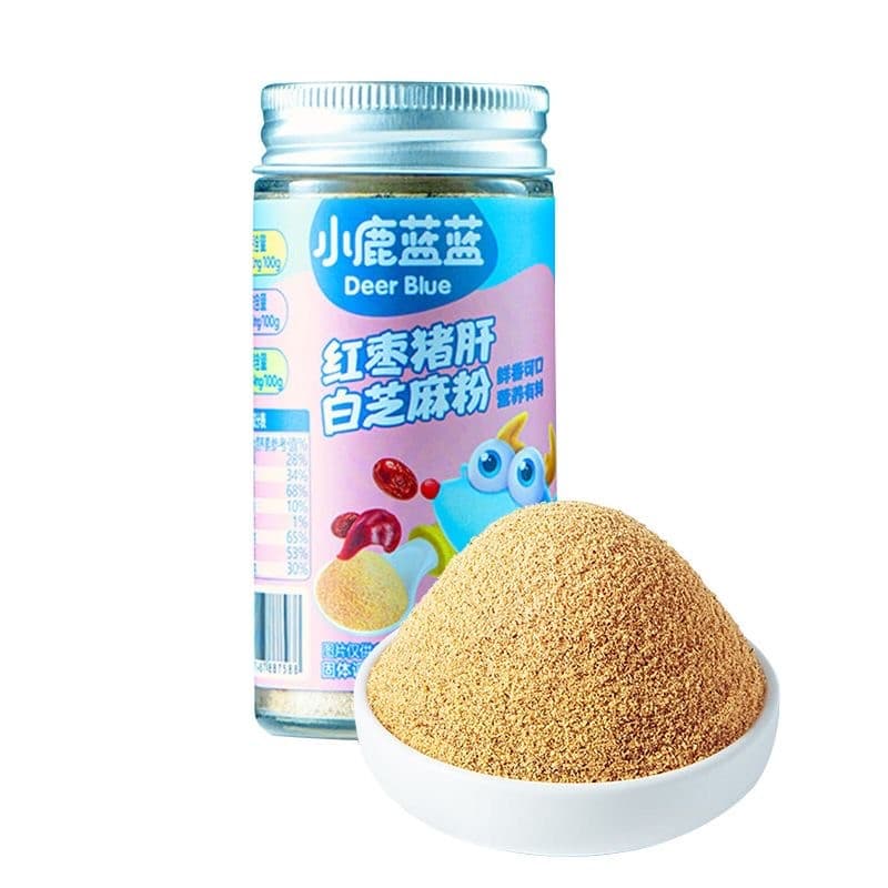 Little Deer Azul Azul Tempero Gergelim em Pó Bebê Macarrão Misto Bibimbap Tempero Tâmaras Vermelhas Fígado de Porco Gerg