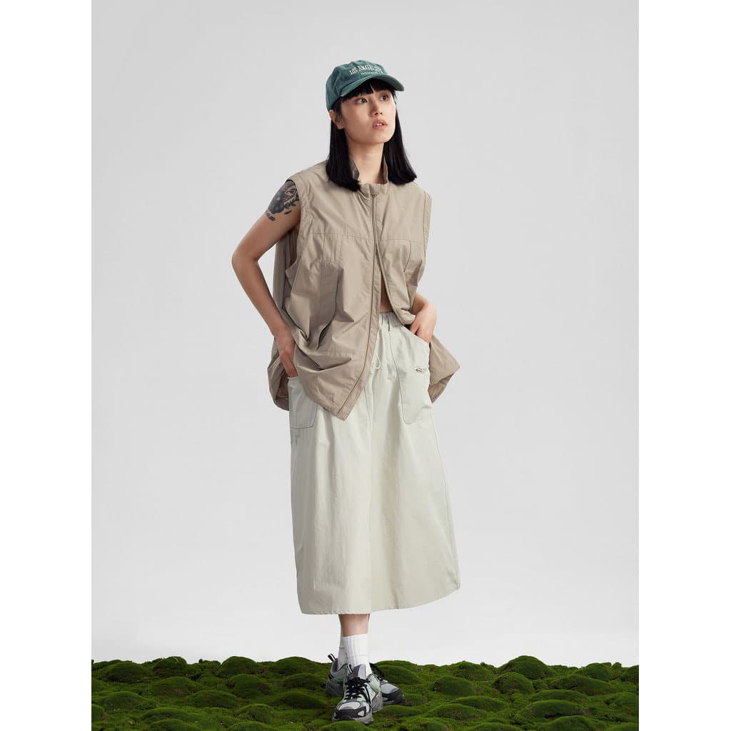 Naturalflow NaturalFlow Mountain Style Outdoor Drawstring Saia Casual Multi-bolso Macacão Saia Meia Saia