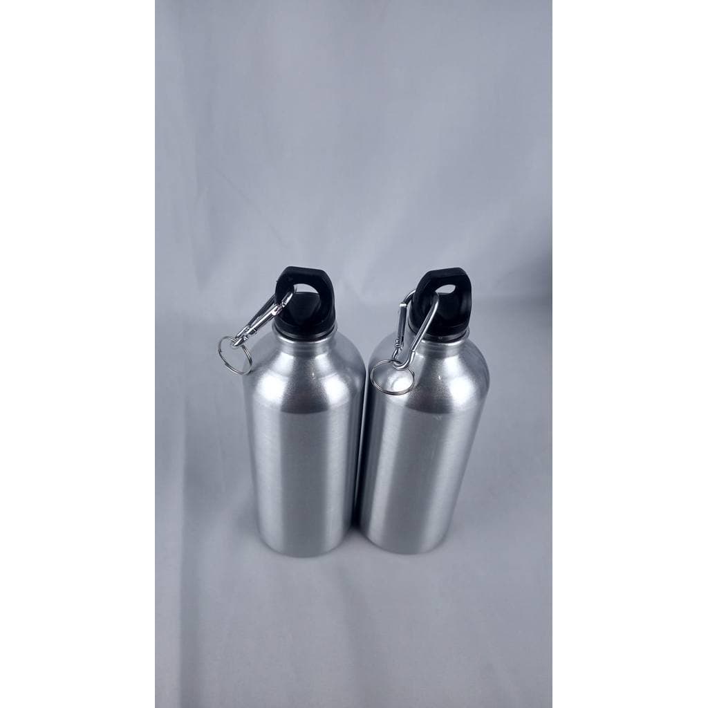 Squeeze Prata Alumínio 600ml Kit 2 Unidades Com Mosquetão Para Academia Escola Bike Sublimação Atacado