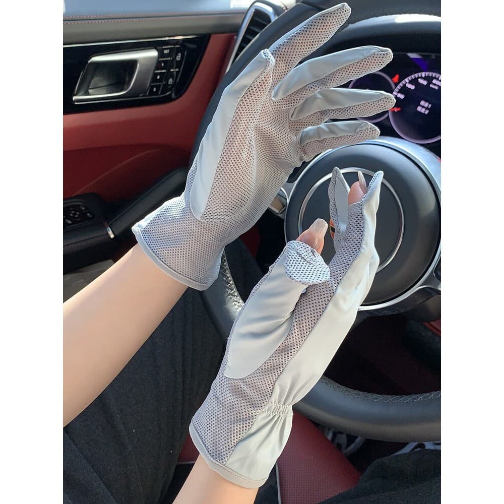 Japão japão uv protetor solar luvas mulheres verão gelo seda estilo fino respirável Anti-ultravioleta sem dedos tela de