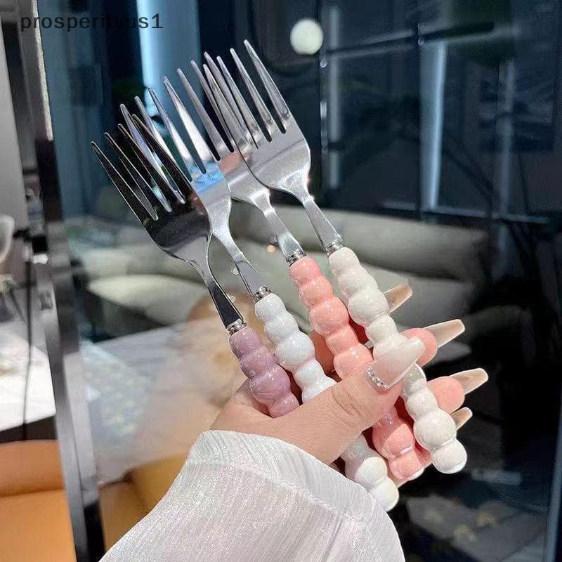 PRS Pérola Lidar Com Garfo Para Sobremesa Bife Doméstico De Aço Inoxidável Salada Macarrão Acessórios Cozinha Gadgets TY