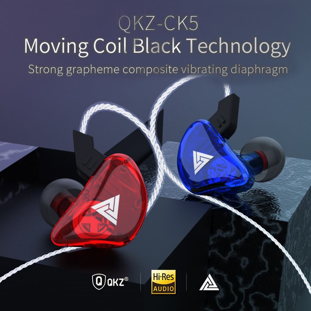 Fones de Ouvido QKZ CK5 Dinâmicos Hi-Fi com Graves Potentes e Microfone KZ