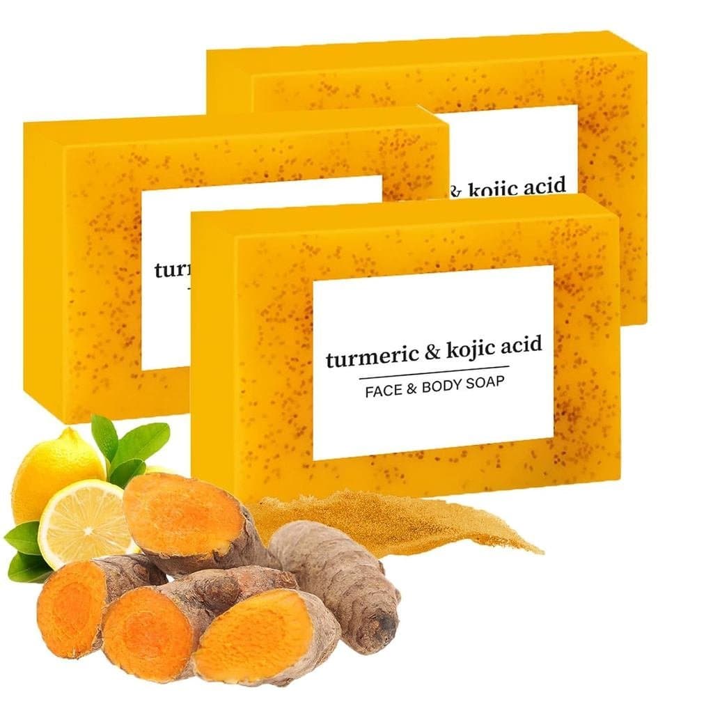 3 Peças de Sabonete de Cúrcuma e Limão, Barra de Sabonete de Cúrcuma para Rosto e Corpo, Sabonete de Cúrcuma e Limão com