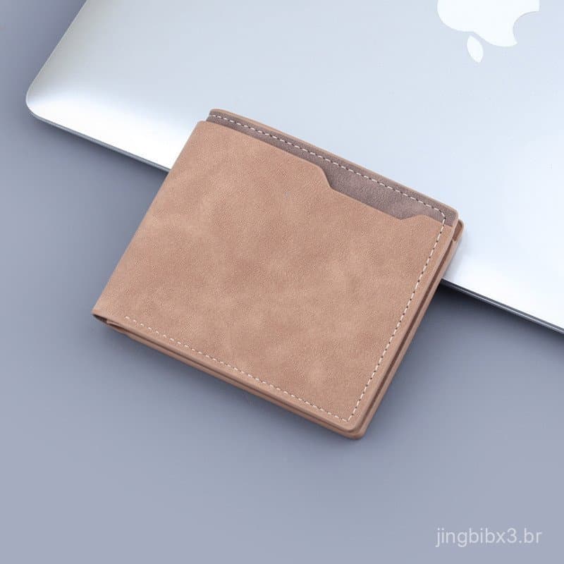 [Promoção] Carteira Curta Masculina, Carteira Masculina de Couro Macio com Duas Dobras, Carteira Curta de Couro Macio pa