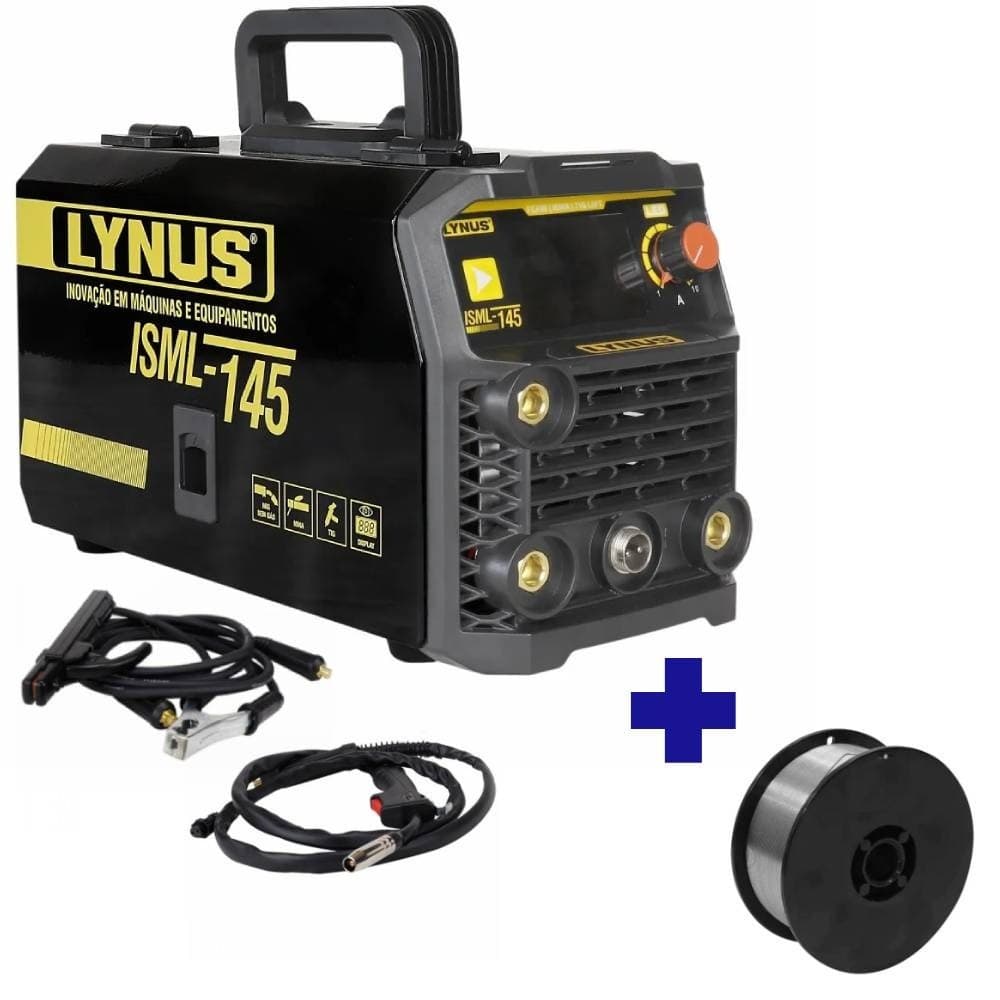 Inversora de solda Multiprocesso 120A ISML-145 + Arame para solda mig 0,8mm LAM-09 - Lynus