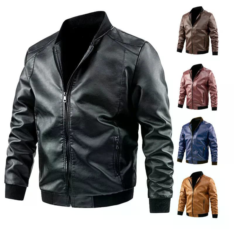 Jaqueta Masculina De Couro PU Para Motocicleta , Outono Inverno , Quente , Casaco De Motociclista , Roupas Casuais , Sli