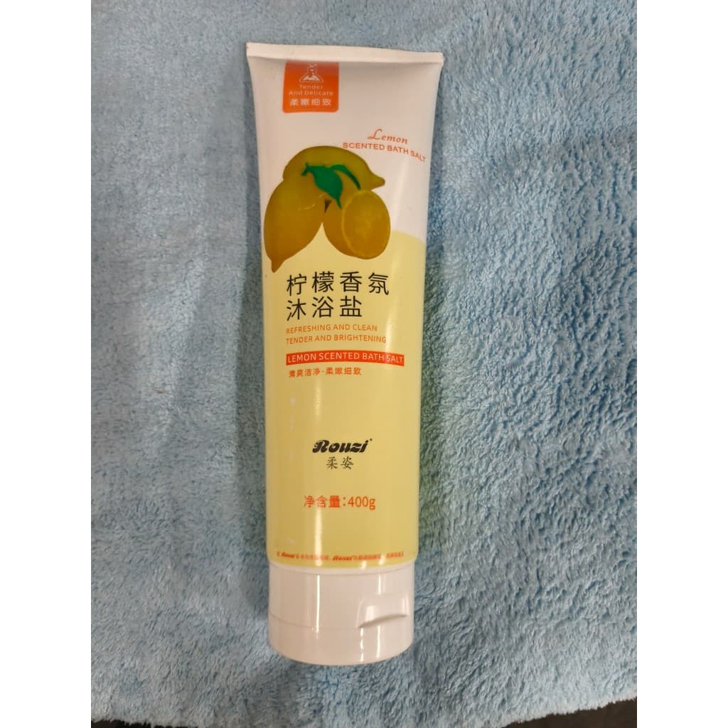 Rouzi Limão Fragrância Sal de Banho 400g Limpeza Sujeira Esfoliante Hidratante Refrescante