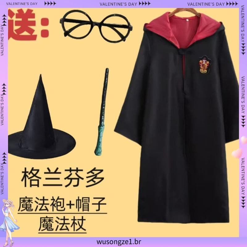 Harry Potter roupas cos conjunto completo faculdade robe crianças magia robe desempenho escola traje assistente robe per