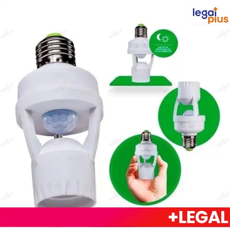 Sensor de Movimento para lâmpada Soquete E27 c/ sensor de presença Bivolt 110V~220V Max 60W
