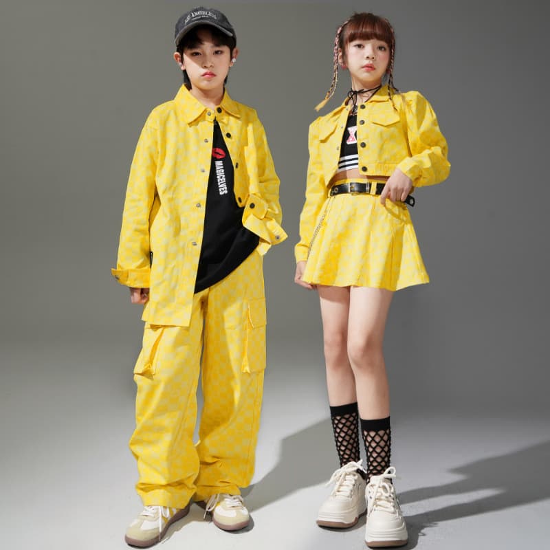 Trajes de dança de rua infantis, fantasias de dança jazz para meninas, roupas de performance de hip-hop para meninos com