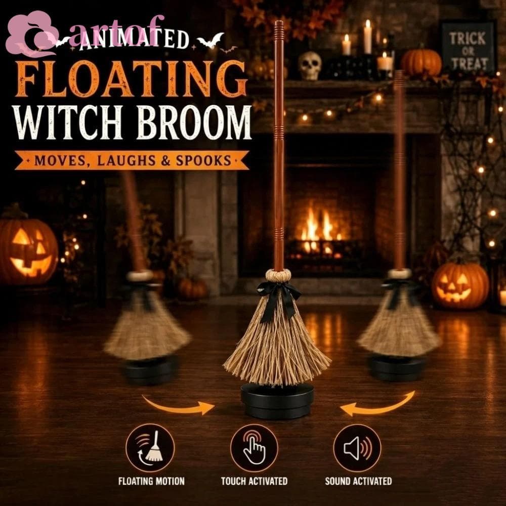 Vassoura De Bruxa ARTOF , Flutuante Ativada Por Som Giratório Elétrico , Sons Assustadores , Decorações De Halloween