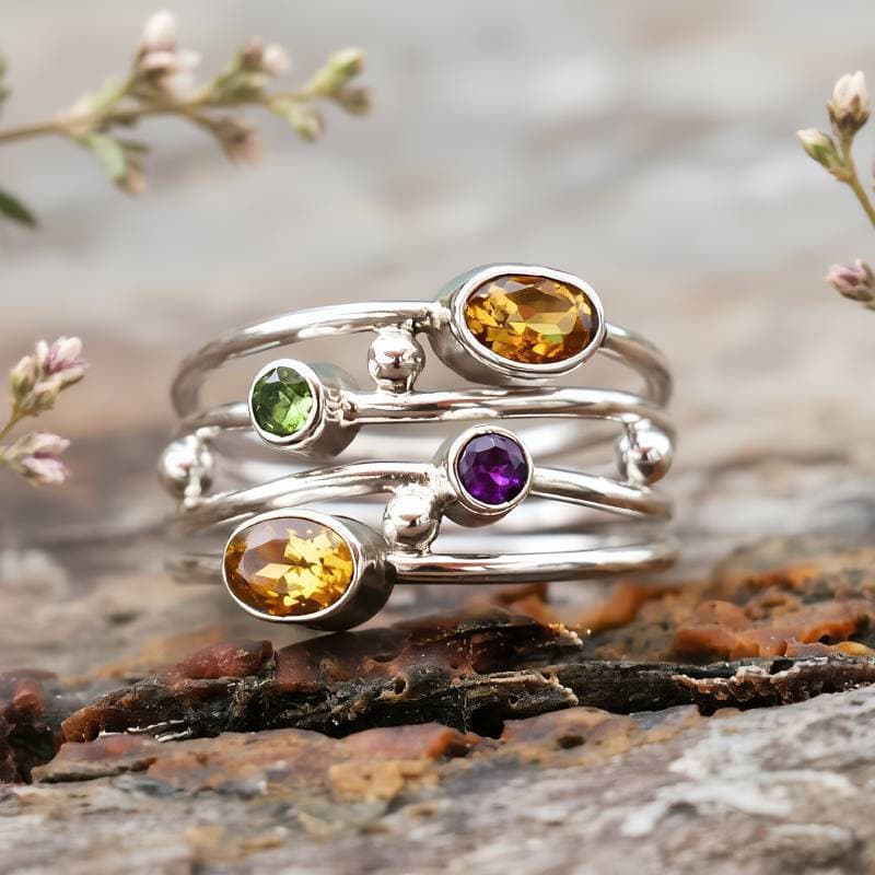 Anel Boho Vazado Cravado Colorido Unissex Cobre Banhado Ouro Prata Leve Presente Estiloso