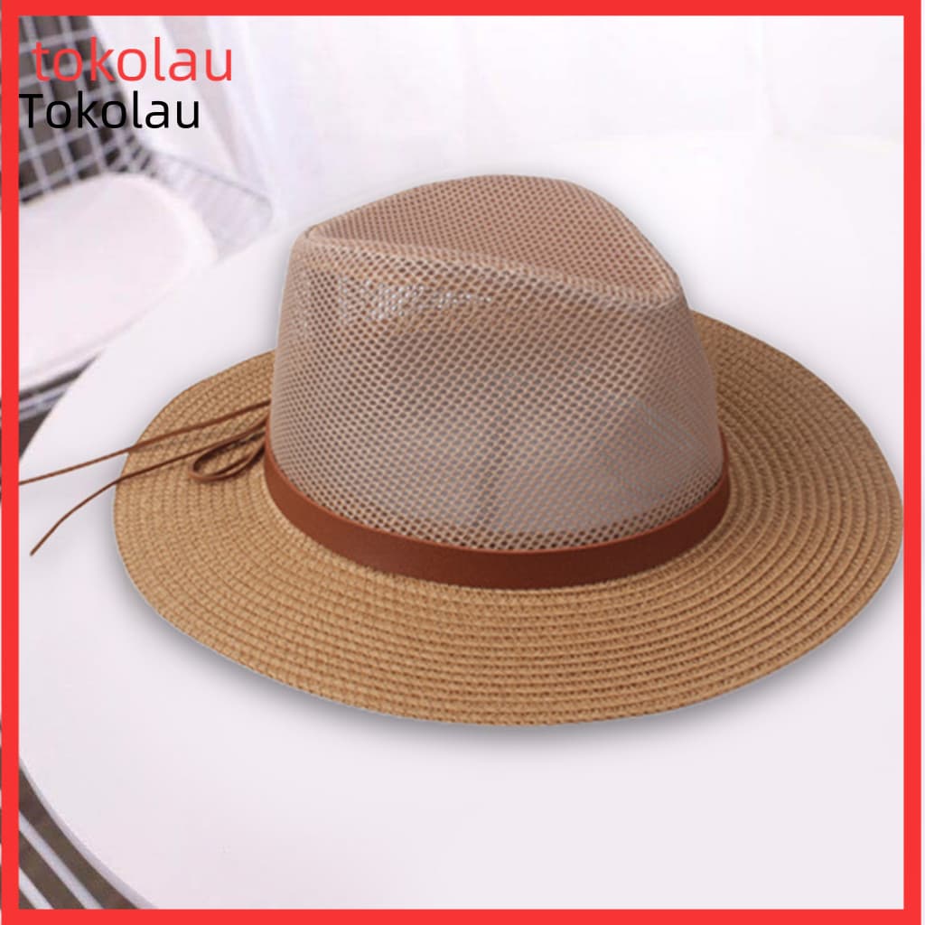 Alça Decoração Cordão Ajustável Oco Para Fora Chapéu De Cowboy Homem Buracos Respiráveis Palha Guarda-Sol Adulto Headwea
