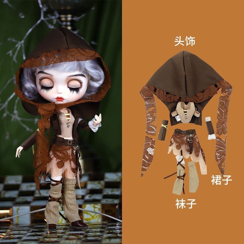 ICY DBS pequenas roupas Ragdoll marrom Wasteland estilo bidimensional terno com capuz adequado para 19 articulações roup