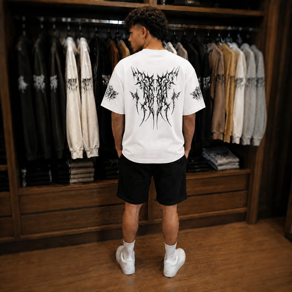 Conjunto Masculino Camiseta Bermuda Tribal Gothic Streetwear Gótica Algodão Urbano
