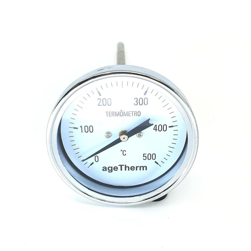 TERMOMETRO INOX 80 MM ANGULAR HASTE 200 MM ROSCA 1/2 0/500