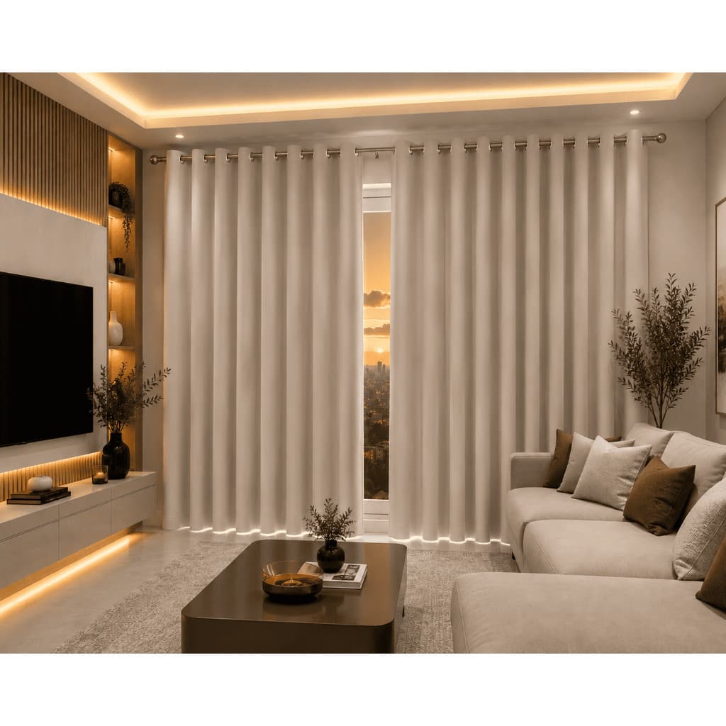 Cortina Blackout 2,80x2,30 100% Corta Luz com Ilhós Cromado para Sala e Quarto
