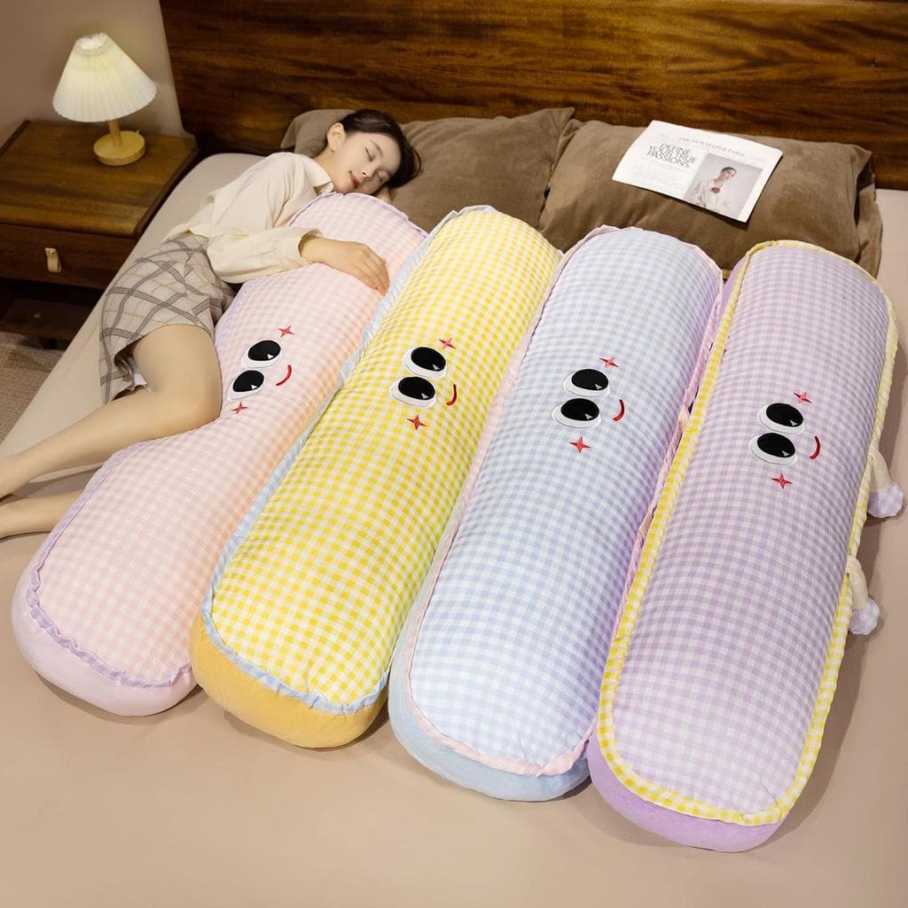 Dopamina xadrez pano tira longa travesseiro dormitório cabeceira cintura apoio travesseiro almofada meninas dormir perna