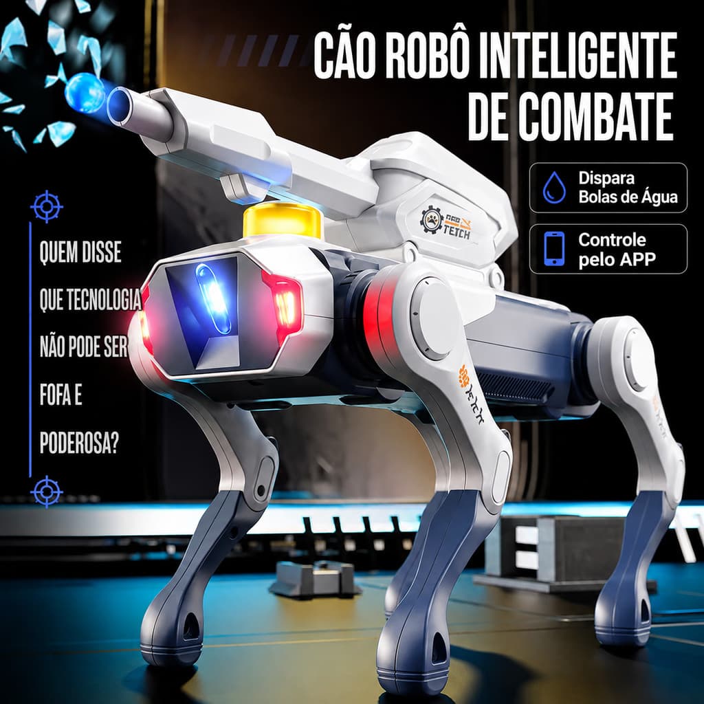Presente Infantil Cachorro Robô Inteligente Programável Bolinhas Gel Controle Voz Brinquedo Educativo com Luz LED
